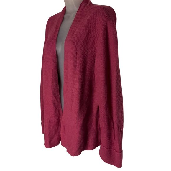Eileen Fisher Womens Open Front Cardigan Sweater XL Linen & Cotton Knit Berry - Picture 6 of 8